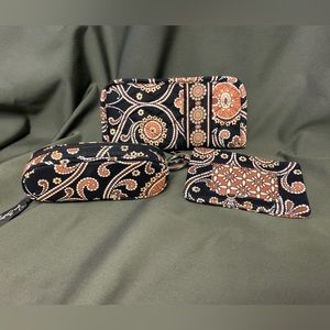 Vera Bradley Caffe Latte 3 Piece Accessories Set